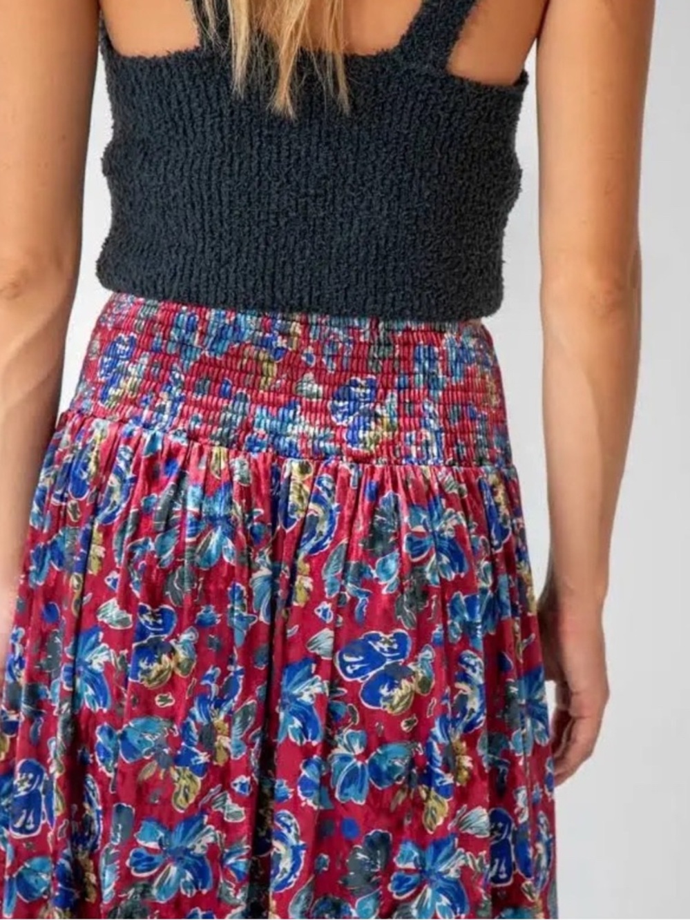 NWOT Natural Life Lisa Velvet Floral Pull On Maxi Skirt - Picture 2 of 4